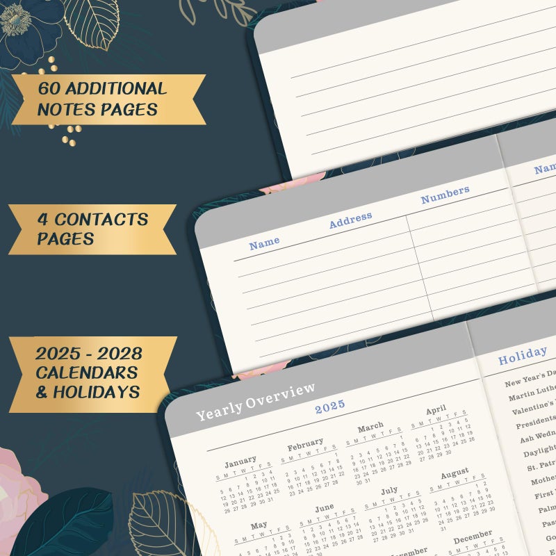 Indeme 2025-2028 Pocket Planner - 3 Year Monthly Planner 2025-2028, 6.3"" x 3.8"", Academic Planner 2025-2028, July 2025 - June 2028, Monthly Pocket Planner/Calendar, 60 Note Pages, Inner Pocket, Pen Loop, Elastic Closure - Image 4